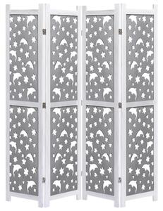 4-Panel Room Divider Grey 140x165 cm Solid Wood
