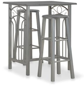 3 Piece Bar Set Wood and Steel Anthracite