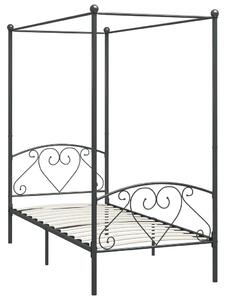 Canopy Bed Frame Grey Metal 120x200 cm