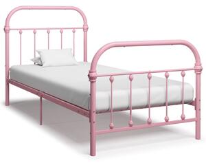 Bed Frame Pink Metal 90x200 cm