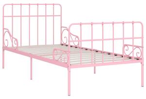 Bed Frame with Slatted Base Pink Metal 100x200 cm