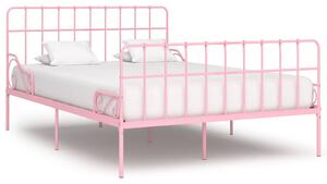 Bed Frame with Slatted Base Pink Metal 160x200 cm