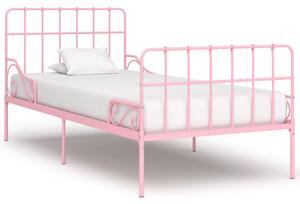 Bed Frame with Slatted Base Pink Metal 100x200 cm