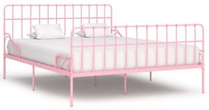 Bed Frame with Slatted Base Pink Metal 200x200 cm