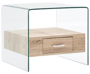 Coffee Table with Drawer 50x50x45 cm Tempered Glass
