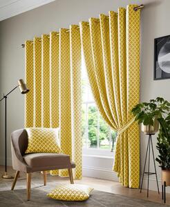 Cotswold Ready Made Lined Eyelet Curtains Ochre