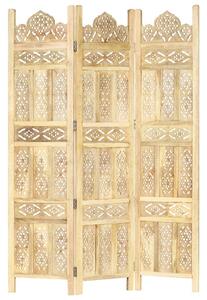 Hand carved 3-Panel Room Divider 120x165 cm Solid Mango Wood