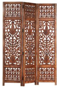 Hand Carved 3-Panel Room Divider Brown 120x165 cm Solid Mango Wood