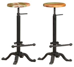 Bar Stools 2 pcs Cast Iron and Solid Reclaimed Wood