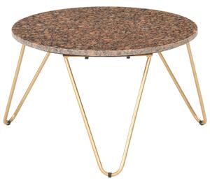 Coffee Table Brown 65x65x42 cm Real Stone with Marble Texture