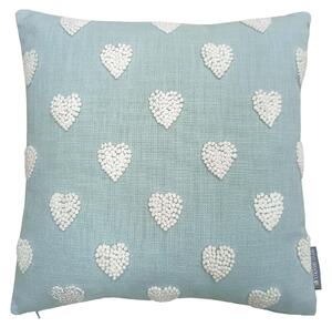 Country Living French Knot Heart Cushion - 40x40cm - Duck Egg