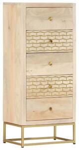 Drawer Cabinet Gold 45x30x105 cm Solid Mango Wood