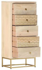 Drawer Cabinet Gold 45x30x105 cm Solid Mango Wood
