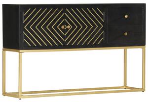 Sideboard Black and Gold 120x30x75 cm Solid Mango Wood