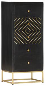 Drawer Cabinet Black and Gold 45x30x105 cm Solid Mango Wood