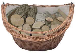 Firewood Basket with Handle 60x44x55 cm Natural Willow
