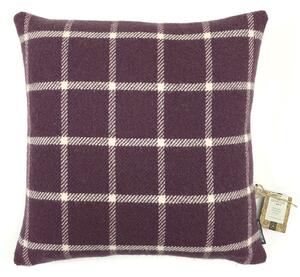 Country Living Wool Check Cushion - 50x50cm - Grape