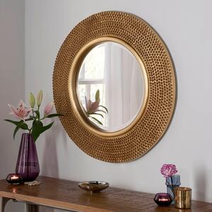 Yearn Round Beaded Mirror 78x78cm Gold Effect Effect Gold Effect