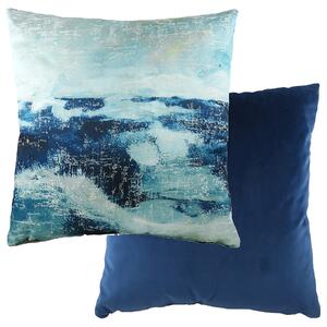 Watercolour Landscape Cushion - Royal Blue