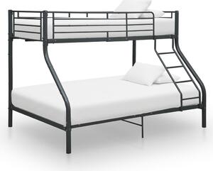 Bunk Bed Frame Black Metal 140x200 cm/90x200 cm