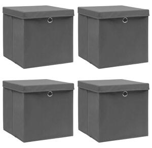 Storage Boxes with Lid 4 pcs Black 32x32x32 cm Fabric