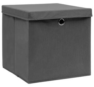 Storage Boxes with Lids 10 pcs Grey 32x32x32 cm Fabric