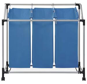 Laundry Sorter with 3 Bags Blue Steel