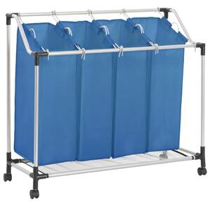 Laundry Sorter with 4 Bags Blue Steel
