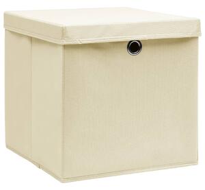 Storage Boxes with Lid 10 pcs Cream 32x32x32 cm Fabric