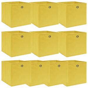 Storage Boxes 10 pcs Yellow 32x32x32 cm Fabric