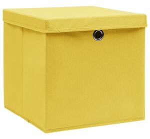 Storage Boxes with Lids 10 pcs Yellow 32x32x32 cm Fabric