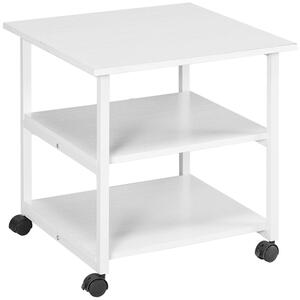 HOMCOM 3-Tier Printer Stand with Storage Shelf, Mobile Printer Table on Wheels, 50 x 50 x 52.5cm Rolling Printer Cart for Home Office, White