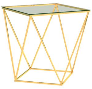 Coffee Table Gold and Transparent 50x50x55 cm Stainless Steel