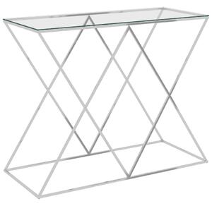 Side Table Silver 90x40x75 cm Stainless Steel and Glass