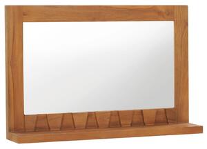 Wall Mirror with Shelf 60x12x40 cm Solid Teak Wood