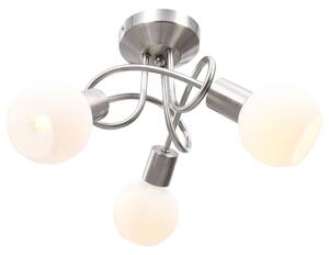 Ceiling Lamp with Ceramic Shades for 3 E14 Bulbs White Bowl