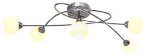 Ceiling Lamp with Round White Ceramic Shades for 5 G9 Bulbs