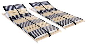 Slatted Bed Bases 2 pcs with 42 Slats 7 Zones 90x200 cm