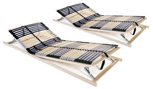 Slatted Bed Bases 2 pcs with 42 Slats 7 Zones 70x200 cm