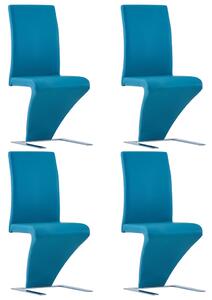 Dining Chairs with Zigzag Shape 4 pcs Blue Faux Leather