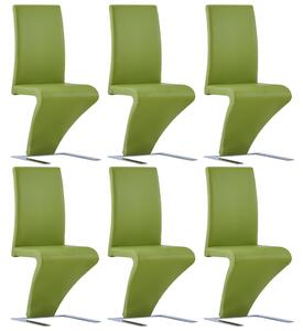 Dining Chairs with Zigzag Shape 6 pcs Green Faux Leather