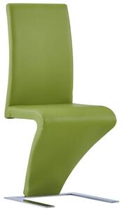 Dining Chairs with Zigzag Shape 6 pcs Green Faux Leather