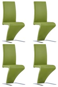 Dining Chairs with Zigzag Shape 4 pcs Green Faux Leather