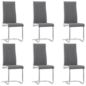 Cantilever Dining Chairs 6 pcs Dark Grey Fabric