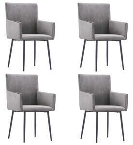Dining Chairs with Armrests 4 pcs Grey Velvet