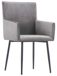 Dining Chairs with Armrests 4 pcs Grey Velvet