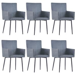 Dining Chairs with Armrests 6 pcs Grey Faux Suede Leather