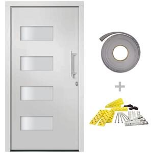 Front Door Aluminium and PVC White 110x210 cm