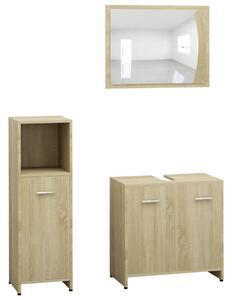 3 Piece Bathroom Furniture Set Sonoma Oak Engineered Wood