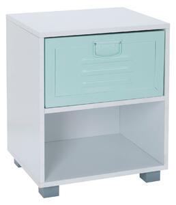Green Metal Bedside Cabinet Green and White